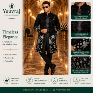 Midnight Noir Sequin Embroidered Sherwani