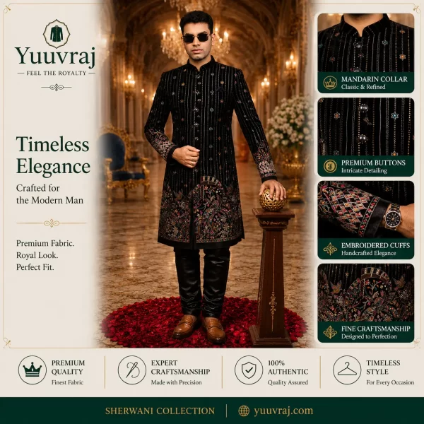 Royal Midnight Heritage Embroidered Sherwani