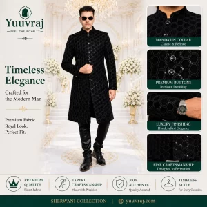 Yuuvraj Noir Royale Embroidered Sherwani Set