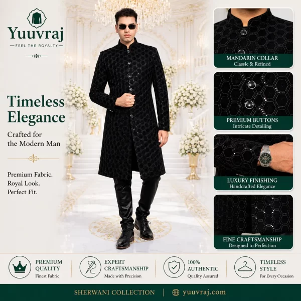 Yuuvraj Noir Royale Embroidered Sherwani Set