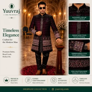 Yuuvraj Royal Amethyst Velvet Embroidered Sherwani